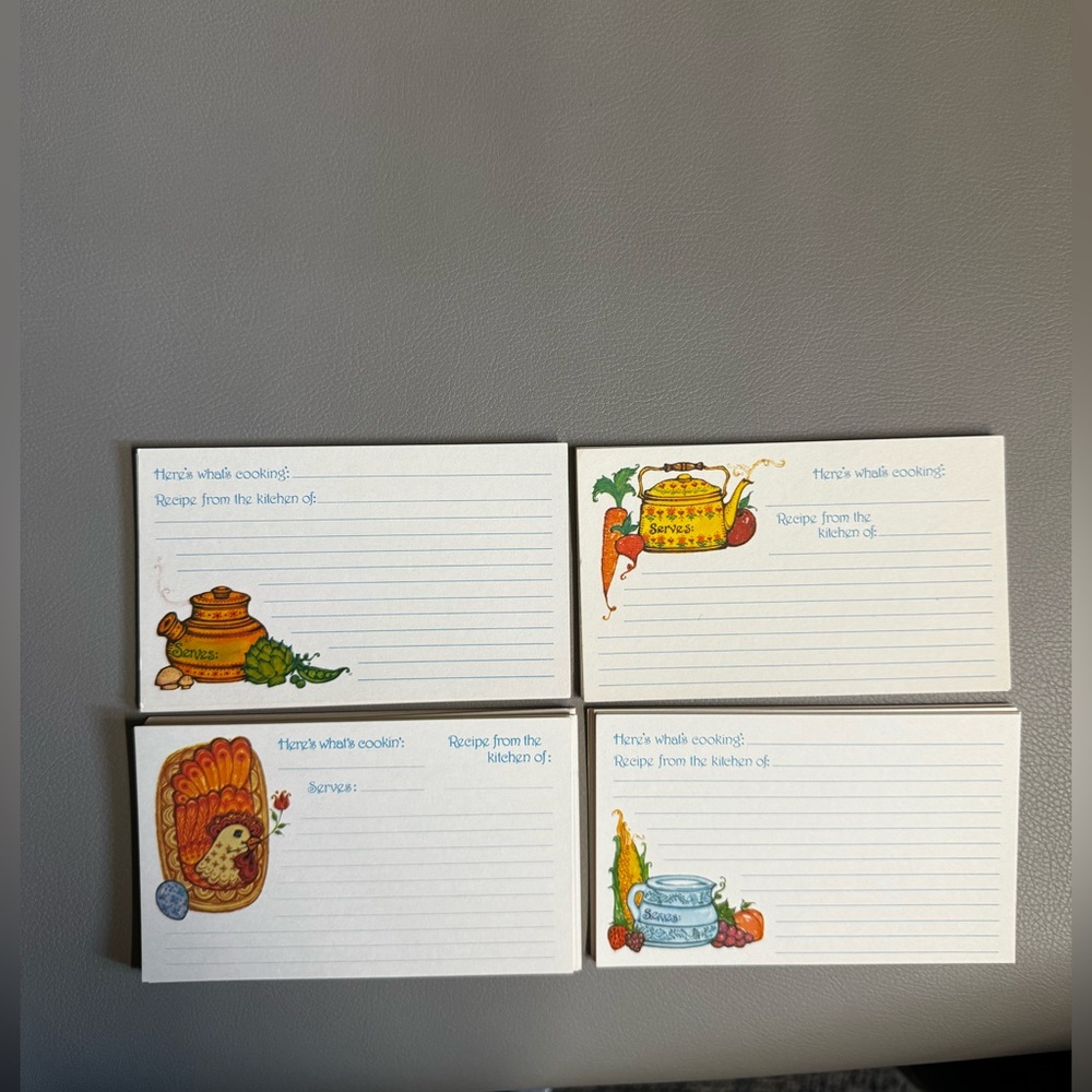 American Vintage Recipe Cards with Vibrant Illustrations
